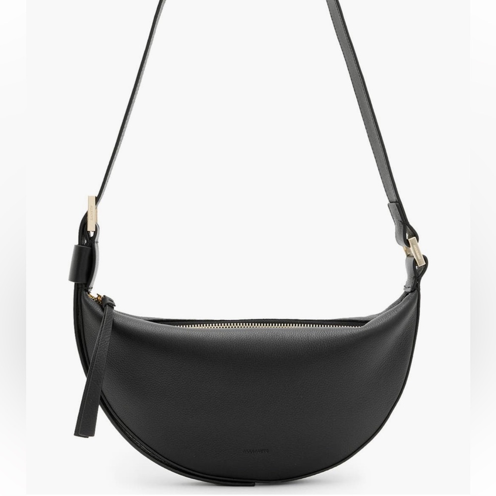 EUC AllSaints Half Moon Leather Crossbody in Black